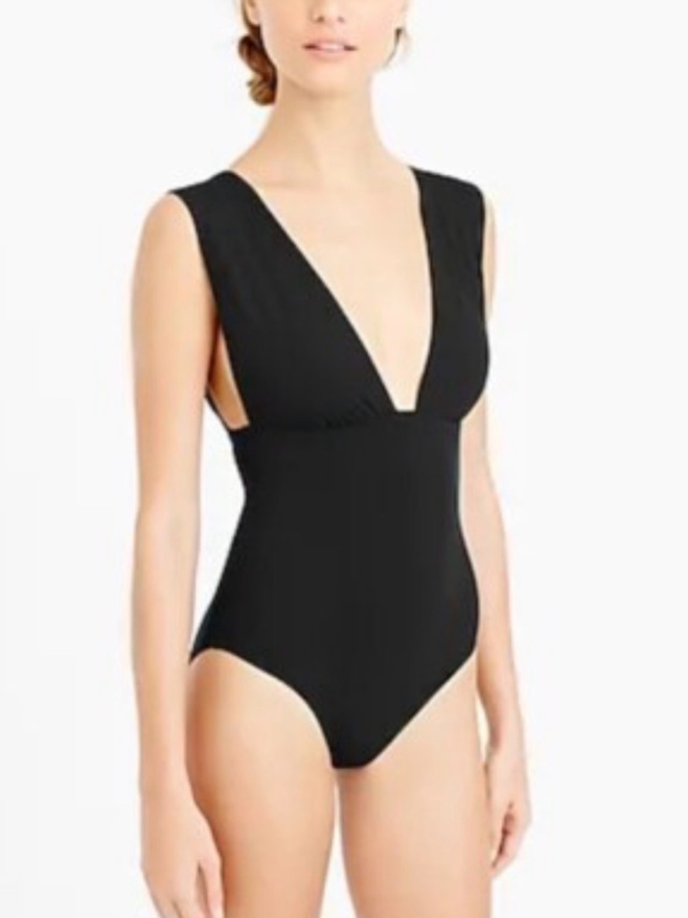 J. Crew Black Deep V One-Piece Swimsuit